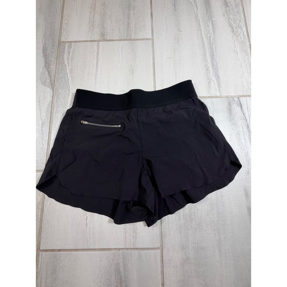 Athleta Black Ripstop Running Shorts Women Size 8 Zipper Pocket Activewear
